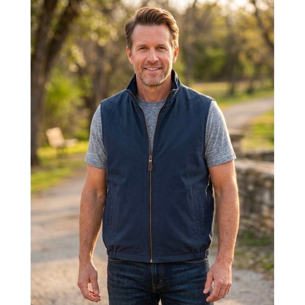 Orvis Mens Navy Blue Fleece Lined Full Zip Vest 9P6E Medium Outdoor Hiking